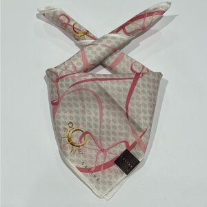 Celine Vintage Handkerchiefs Scarf Art Logo Gray Pink Cotton Pocket Square 19.5